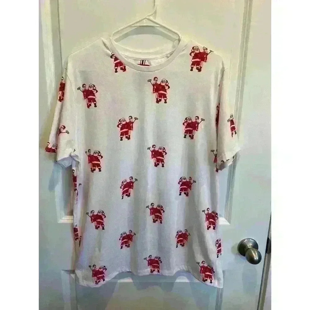 Denim & Flowers Ricky Sing Christmas Santa Claus Selfie Shirt Holly Jolly SZ L